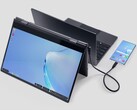 Das NexDock 360 erweitert ein Smartphone um einen größeren Touchscreen, eine Tastatur und ein Trackpad. (Bild: NexDock)